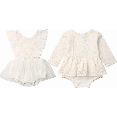 2020 Baby Girls Bodysuits Summer Flower Two Style Lace Princess Girl Tutu Dress For Part Newborn Girls Outfits 0-24M