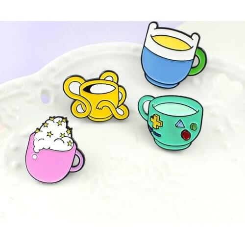 Cartoon Adventure Time BMO Finn Jake Princess Cup Enamel Pin For Kids Children Gifts Jewelry Backpack Accessories Brooches