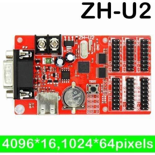 ZH-U2 USB / U-disk + Serial port led control card 1024*64,1360*48 pixels for led electronic display moving screen