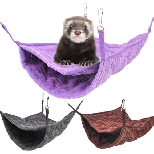 Pet Hammock Pet Bed Double-layer Plush Soft Winter Warm Hanging Nest Sleeping Bed Small Pets Hamster Squirrel Chinchilla House