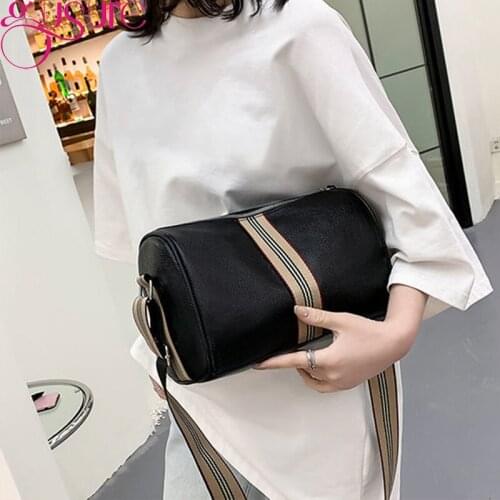 Gusure Fashion Luxury Stripe Women Shoulder Crossbody Bags Ladies PU Leather Portable Boston Bag Casual Versatile Travel Handbag