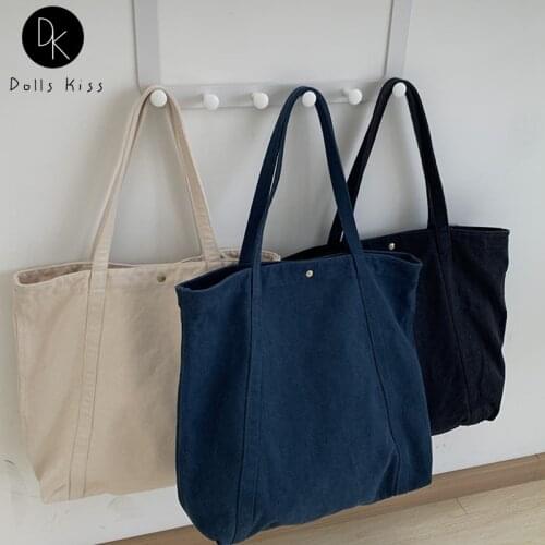 Female Canvas Shopping Bag Women Spring and Summer Simple Handbag Groceries Shoulder Bag Eco-Friendly Casual Totes for Ladies