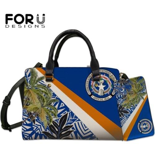 FORUDESIGNS Fashion Handbags Set for Womens Cnmi Tribe And Tropical Coconut Tree Print Luxury Top-handle Bag Lady Casual Bolsas