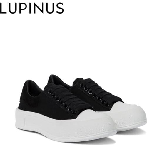 LUPINUS 2021 New Spring Canvas Shoes Fashion Platform Women Flat Shoes Classic Round Toe Asakuchi Casual Women Vulcanized Shoes
