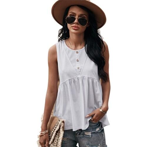 Womens High Neck Tank Tops Summer Sleeveless T Shirts Loose Blouse Solid Color d88
