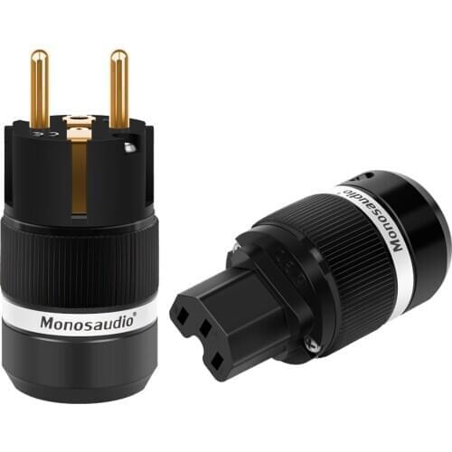 Monosaudio Pure Copper AC EU Version power plug Hifi schuko power plug 10A/250V 15A/125V Audio Grade Power Connector IEC320 C13
