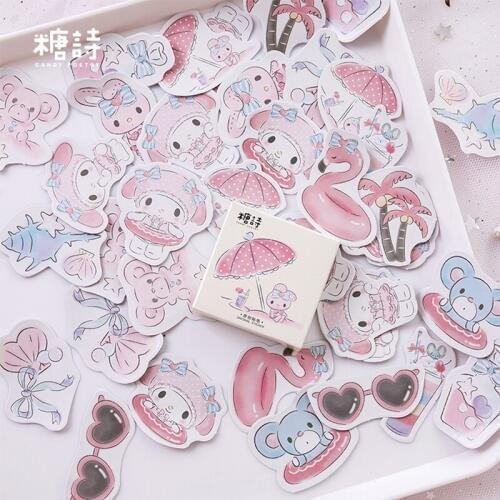 45 Pcs/box Seaside holiday Pink tree paper sticker decoration stickers DIY for craft diary scrapbooking planner label sticker