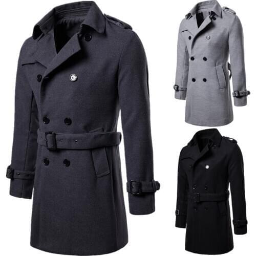 New style plus size mens European and American mid-length woolen coat