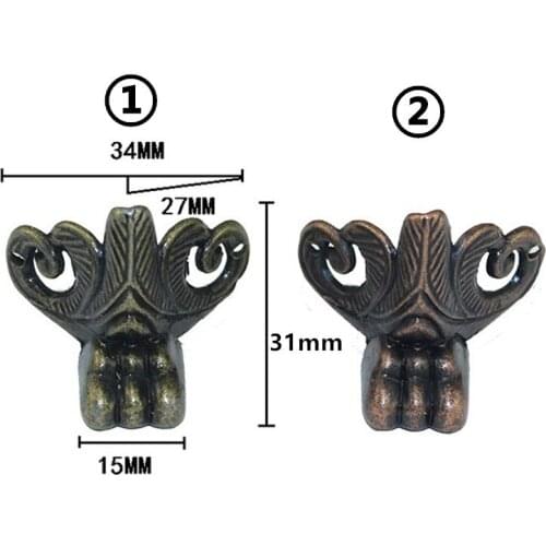 Antique Alloy Animal Footing,European Decoration Legs,Retro Wine Wooden Box Ship Feet,Cabinet Corner,Bronze Tone,34*31mm,20Pcs