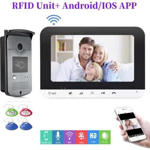 Fingerprint RFID Password APP Remote Unlock Video Intercom 7Inch Monitor Wifi Wireless Video Door Phone Doorbell Intercom System