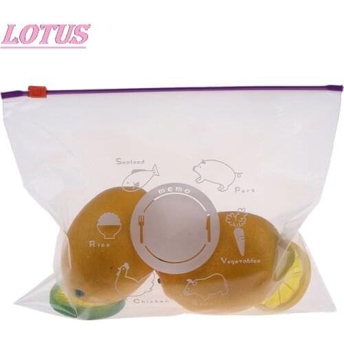 PVC fruit and vegetable storage fresh-keeping bag, frozen preservation, zipper sealed bag, kitchen food sorting tool 10pcs