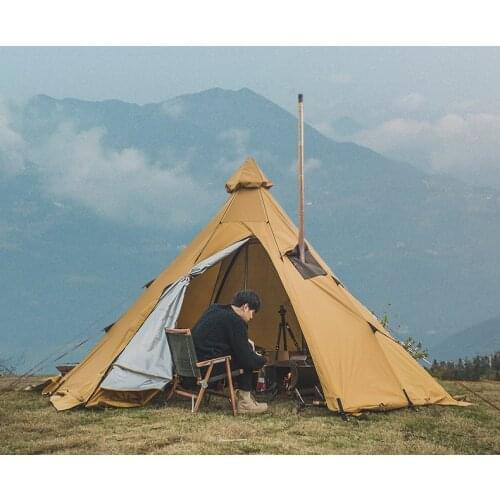 Pyramid tent outdoor thickened sun protection and rainproof tent camping large luxury stove tent