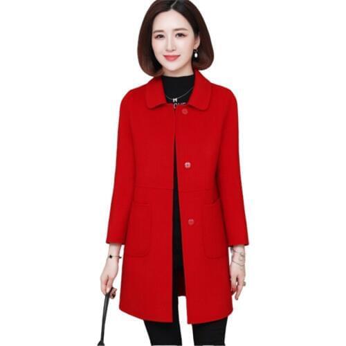 New Double-faced woolen coat women casual long wool coat Quality womens autumn winter woolen cashmere Overcoat 100% wool F1155