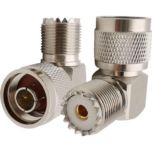 1Piece Nickel Plating RF Adapter SO239 UHF Female Jack to N Male Plug Right Angle 90 Degree Coaxial Connector