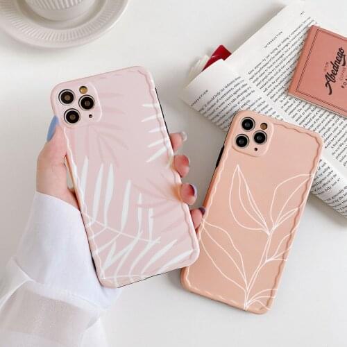 Luxury Leaf Case For iPhone 11 Pro Max 8 7 Plus X XS Max XR SE2020 Soft Silicone IMD Phone Cover