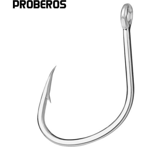 PROBEROS Saltwater Fishing Hook Matte Tin Single Hooks 1/0#-2/0#-3/0#-4/0#-5/0# High-Carbon Steel Fishhook High Strength Hooks