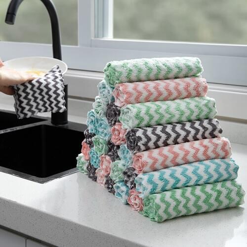 1pc Efficient Microfiber Wipe Cloth Anti-grease Wiping Rag Super Absorbent Home Washing Dish Kitchen Cleaning Towel