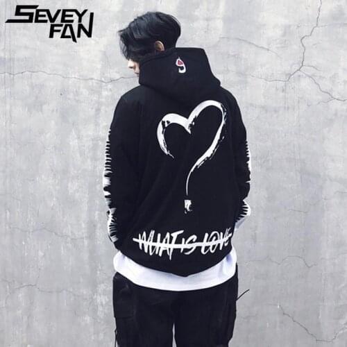 SEVEYFAN 2021 Hip Hop Mens Graffiti Printed Sweatshirt Hoodie Streetwear Pullover Hoodie for Couples