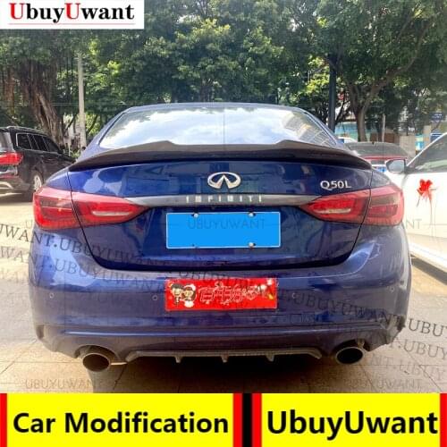For Infiniti Q50 Spoiler 2014-2021 Infiniti Q50 Q50L Q50S Spoiler FRP Black/Real Carbon Fiber Car Rear Wing Color Rear Spoiler