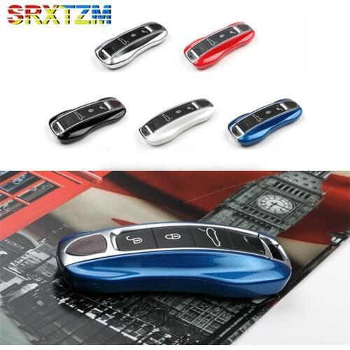 SRXTZM 2pcs/set Smart Key Case Cover Remote Holder Shell 3 Buttons Bag Keychain For Porsche Panamera 17+, Cayenne 2018