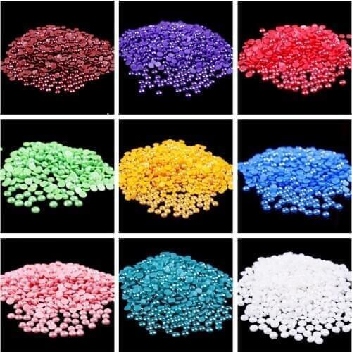 Rhinestones 4mm Flatback Rhinestones Half Round White Beads Pearl Rhinestone Diamante for Jewelry Resin Hotfix Applique Z DIY