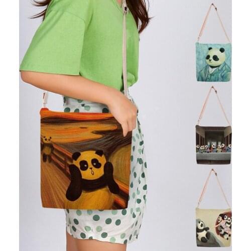 Funny Sproof Panda Printed Crossbody Bags for Women Adjustable Strap Shoulder Bag Lady Creative World Famous Painting Handbag