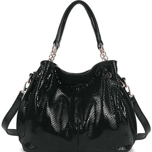 Handbag women large black snake bag high quality big tote bag luxury brand shoulder crossbody bags for women 2019