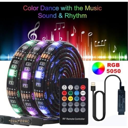 USB LED Music Control Strip Light RGB Light Strip Light Strip 20-key Radio Frequency Controller Suitable for TV Background