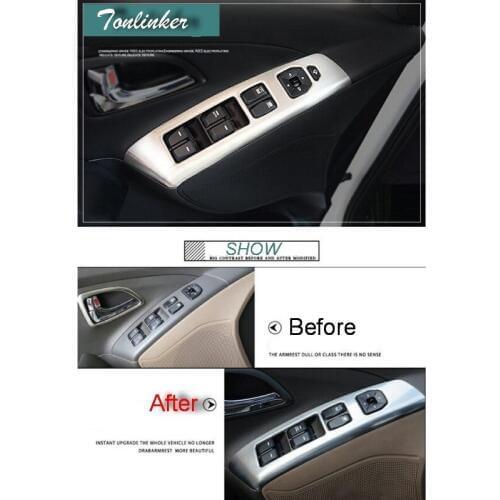 Tonlinker 4 PCS DIY Car Styling stainless steel or Window lifter button panel light box case fit for HYUNDAI ix35 accessories