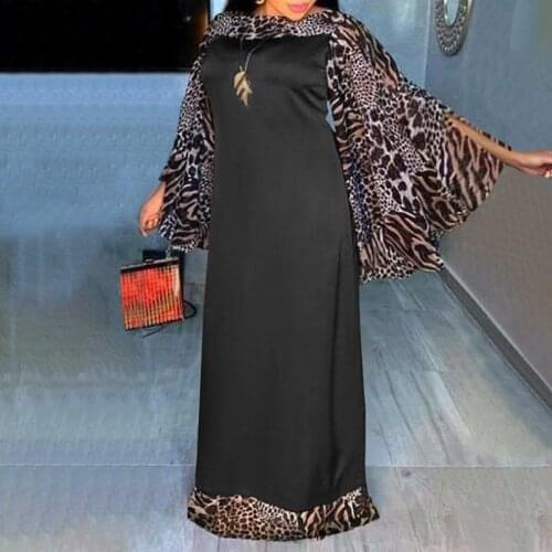 VONDA 2021 Women Dress Casual Long Sleeve Maxi Dress Vintage Leopard Print Patchwork Party Dress Bohemian Vestidos