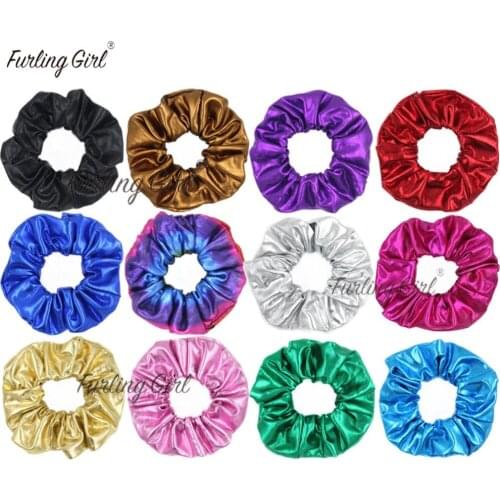 Furling Girl 1 PC Faux Leather Shiny Hair Scrunchies Hair Ties Ponytail Holder for Women Hair Accessories Elastic Hair Bands
