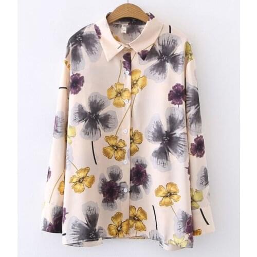 Floral chiffon shirt women European and American style autumn and summer 2021 new fashion design sense retro loose casual shirt