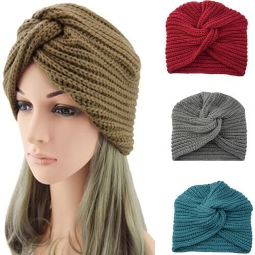 Knitted Knot Cross for Women Autumn Winter Girls Hair Accessories Headwear Elastic Hair Band Hair Accessories