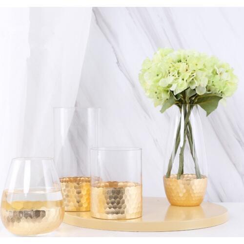 Gold Vase Table Top Vase For Dries Flowers Home Decor Luxury Glass Vase