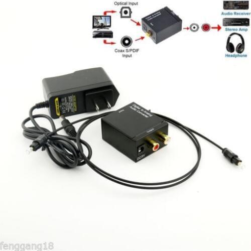 10pcs Digital Optical Coaxial Toslink Signal to Analog RCA L/R Audio Converter Adapter