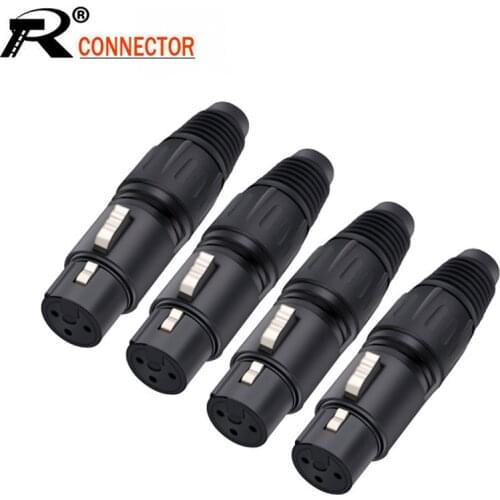 10pcs/lot 3 Pin XLR Female Jack Wire Connector Metal Shell Gold Plated 3 Pole XLR Socket Microphone MIC Cable Connectors