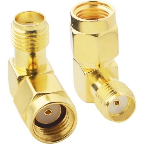 10pcs RF adapter RP SMA Plug male Pin to SMA female Right angle coax Connector