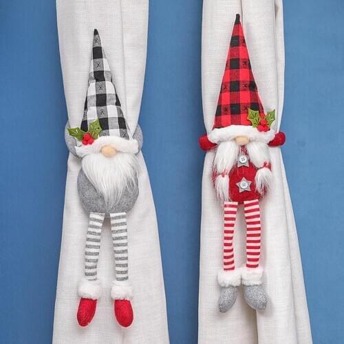 2021 Xmas Santa Gnome Curtain Tieback Holdback Drape Holder Window Decoration Home Christmas Gifts Curtain Decor