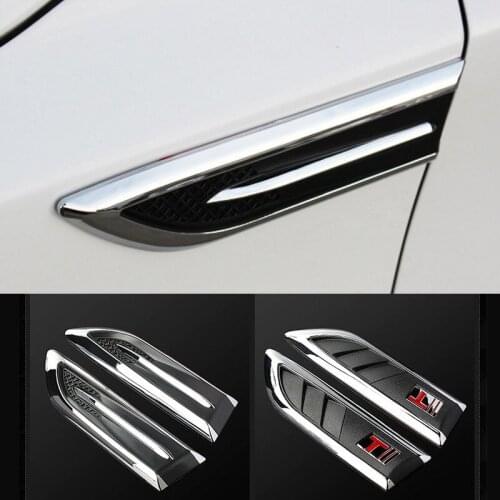 2pcs/lot 3D Sticker Car Hood Chrome Grille Shark Gill Simulation Air Flow Vent Auto Exterior Decoration Chrome Styling Stickers