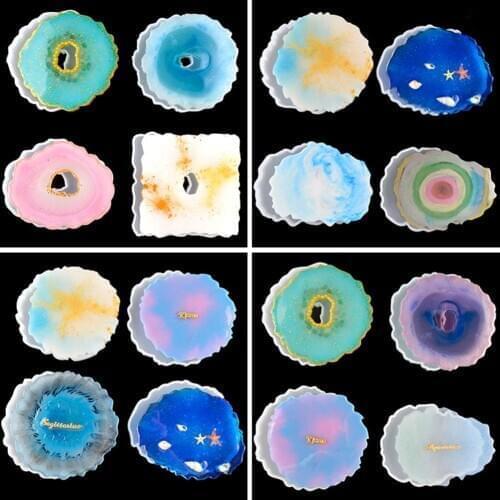 4Pcs Irregular Cloud Silicone Epoxy Resin Cup Pad Coaster DIY Craft Making Mold resina epoxi transparente 1 litro polymorphus