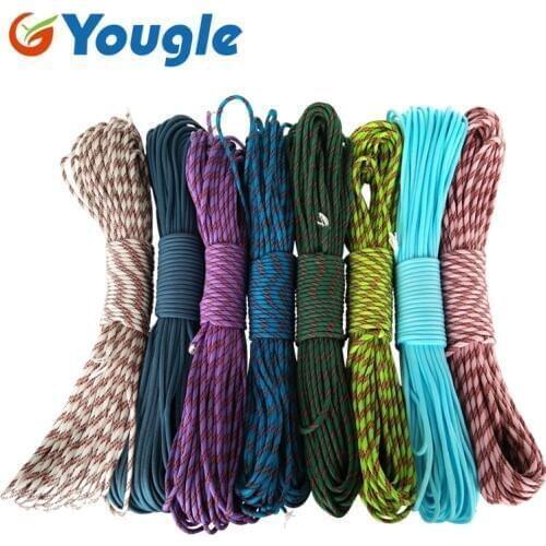 50 PCS/LOT 550 Paracord Parachute Cord Lanyard Mil Spec Type III 7 Strand Core 50 Feet