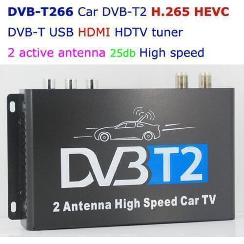 HDTV Car DVB-T265 Germany DVB-T2 H.265 HEVC MULTI PLP Digital TV Receiver automobile DTV box With Two Tuner Antenna Freenet
