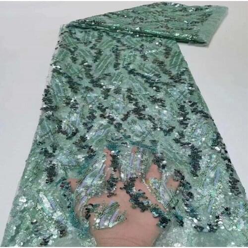 Sequins Lace Fabric Bridal Sequence Embroidery Elegant African Nigerian Latest Design Style High End P1883