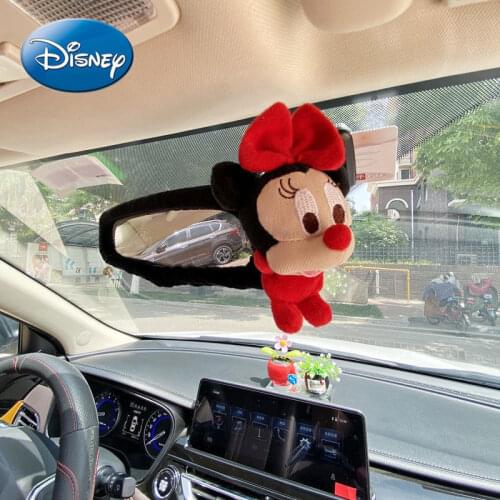 Disney Minnie Short Velvet Four Seasons Car Gear Set Handbrake Cover Rearview Mirror Cover Cute Cartoon Car Universal