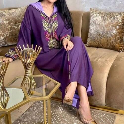 Purple Abaya Dubai Robe Longue Djelaba Femme Musulmane Turkey Islam Muslim Hijab Dress African Dresses For Women Caftan Marocain