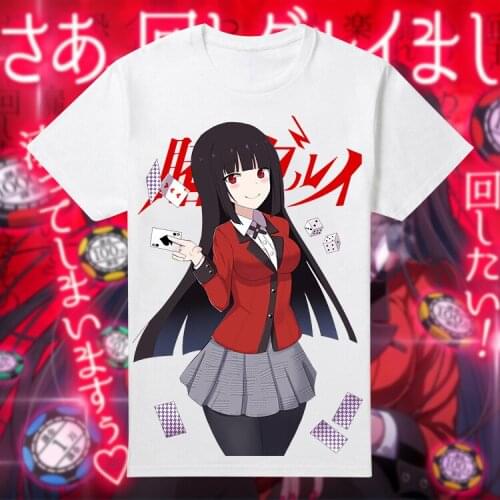 Japanese Anime Kakegurui Compulsive Gambler Cosplay T Shirt Jabami Yumeko 3D Printed Summer T-Shirt Cartoon Top Tee Costume