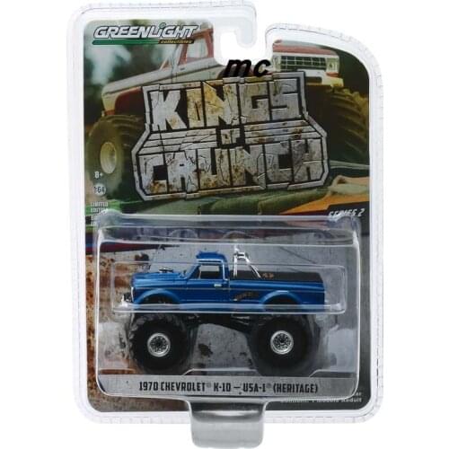 GreenLight 1:64 1970 Chevrolet K-10 Monster Truck USA-1 49020-B Alloy model car Metal toys for childen kids diecast gift