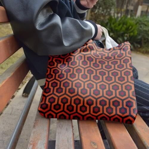 Geometric Pattern Canvas Bag Women Fashion Casual Tote Bag Shopping Bag Retro Art Girl Shoulder Bag Large Capacity Grocery Bag