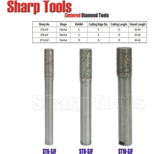 Shank 6-10mm Straight Router Bits Sintered Diamond Milling Cutter for CNC Granite Engraving Cutting Machine Tools Flat Endmill