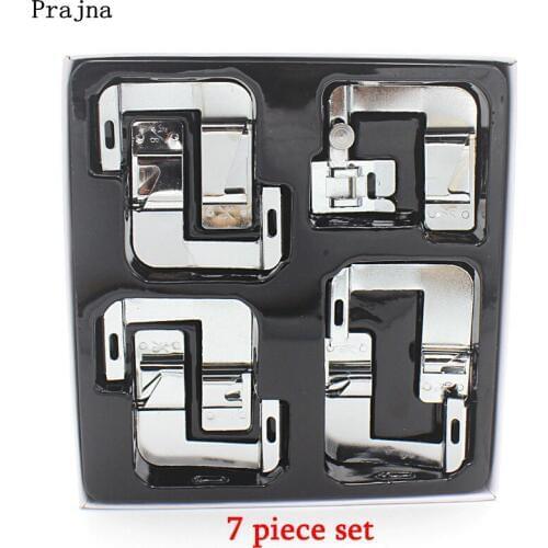 Pulaqi Sewing Machine Tools Household Multi-function Crimping Presser Bag Cloth Edge Presser Foot 7 Piece Set With Instructions